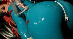 18 year old girl Kasey Chase submits to a dominant man wearing latex gloves